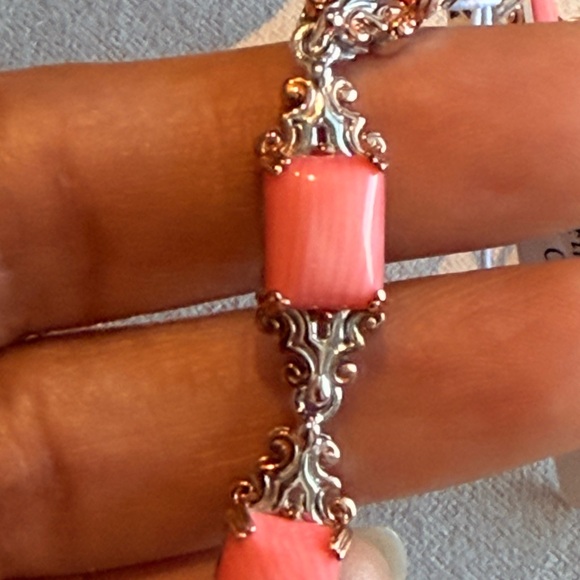 Sterling Silver 925 Natural Coral Bracelet - Picture 8 of 9